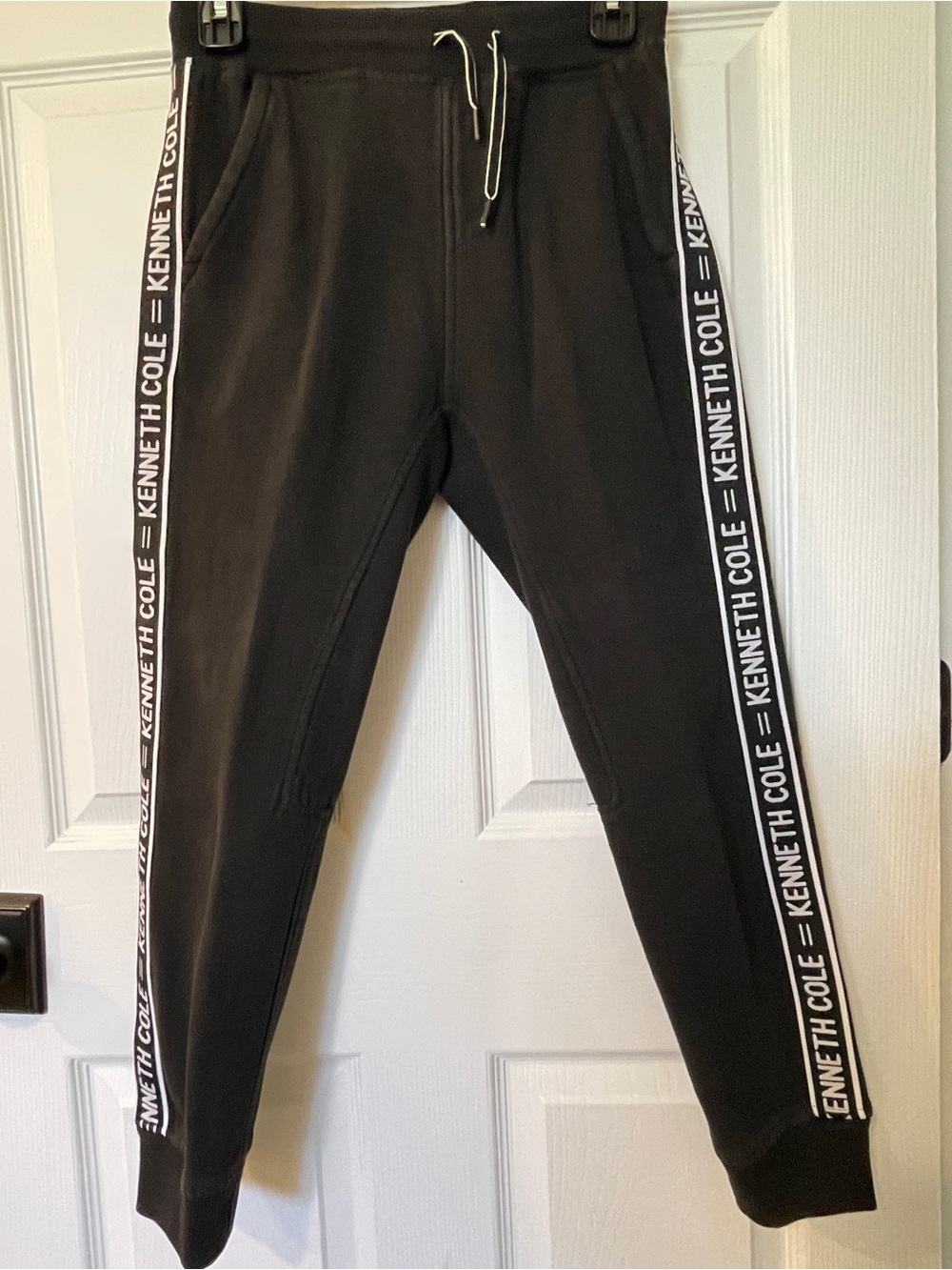 Kenneth Cole Black Joggers with White Side Logo Tape